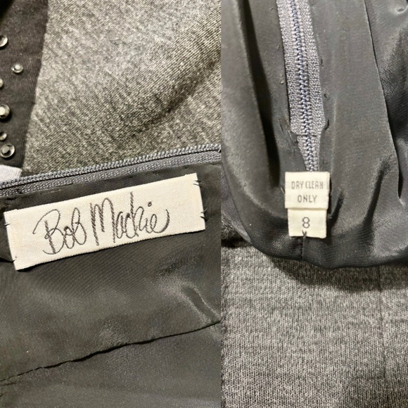 Bob Mackie Vintage Strapless Dress Grey With Rhinestones Size 8 - Picture 6 of 7